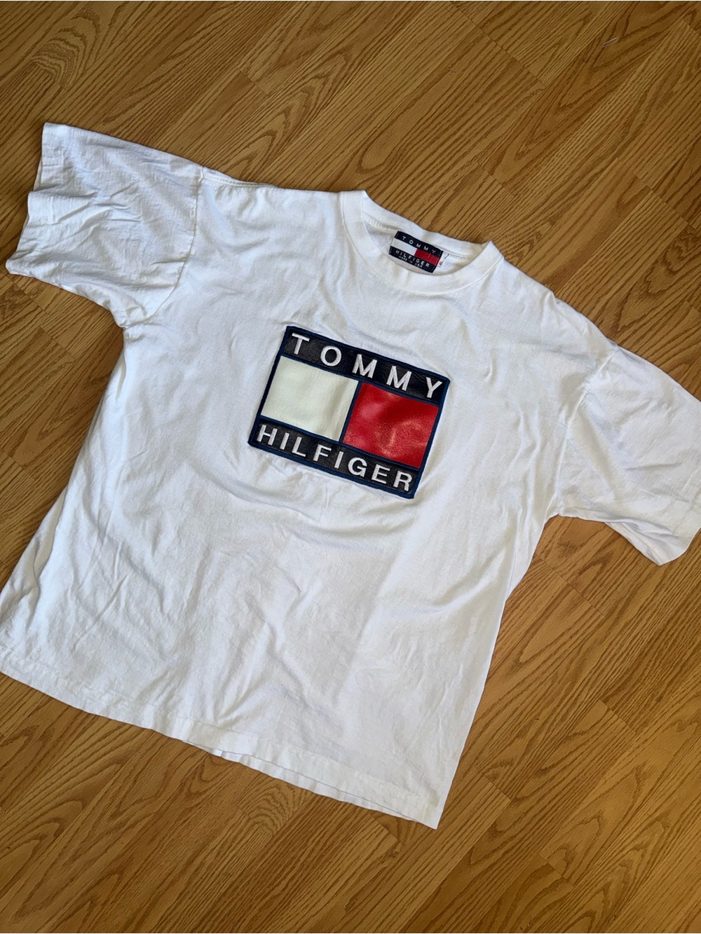Vintage 90s Tommy Hilfiger Big Flag Logo Tee USA Made XL Streetwear